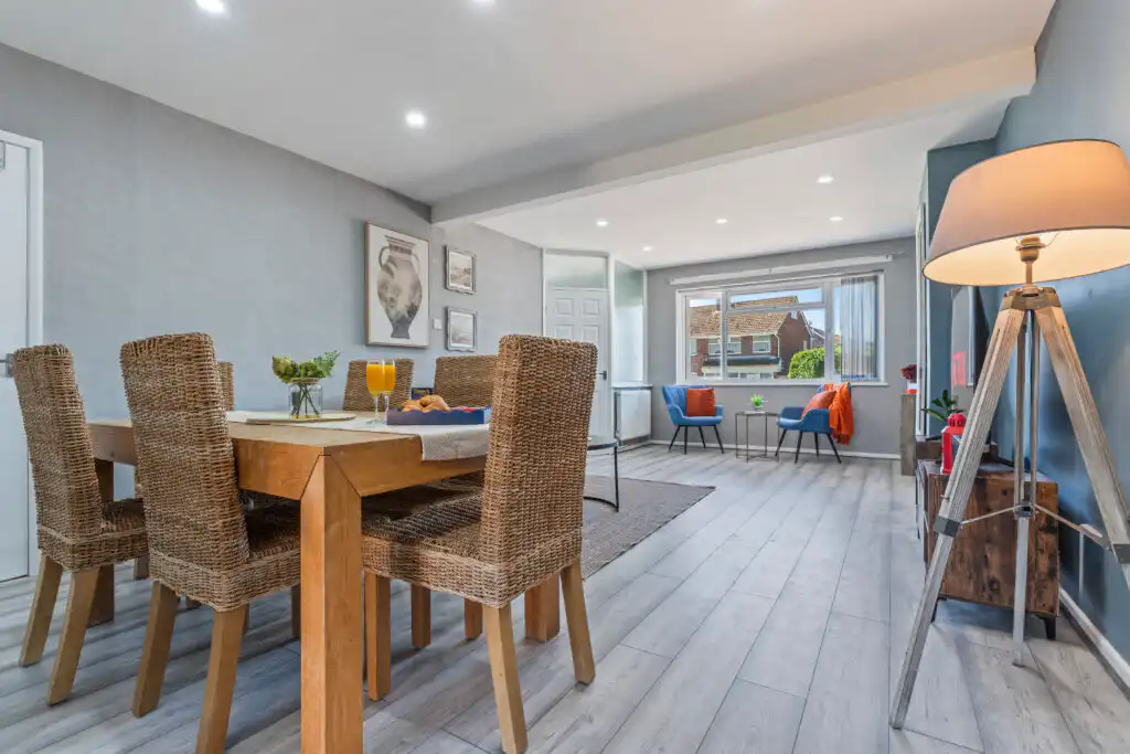 Modern open-plan dining and living room interior